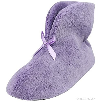 Forfoot Women's Bootie Slippers Cozy Coral Fleece Non Slip Indoor House Shoes