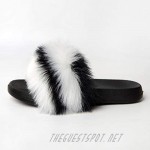 Fur Slipper Slider Sandals Fashion Indoor Outdoor Flat Soles Non-Slip Fuzzy Open Toe Shoes for Women 2021