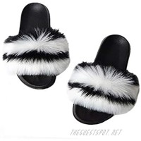 Fur Slipper Slider Sandals Fashion Indoor Outdoor Flat Soles Non-Slip Fuzzy Open Toe Shoes for Women 2021