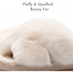 Fuzzy Slippers for Women Womens Fluffy Furry Fluff Fuax Cross Band Fur Sandals Slides House Soft Winter Arch Support Footed Nonslip Soft