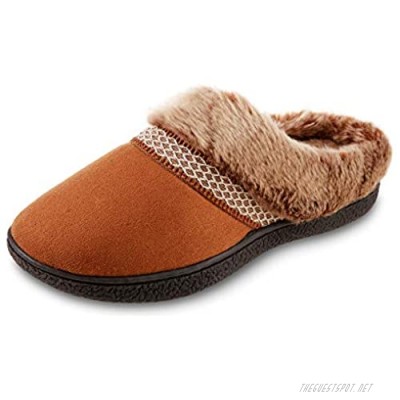 isotoner Women's Recycled Microsuede Mallory Hoodback Slipper Cognac 7.5-8