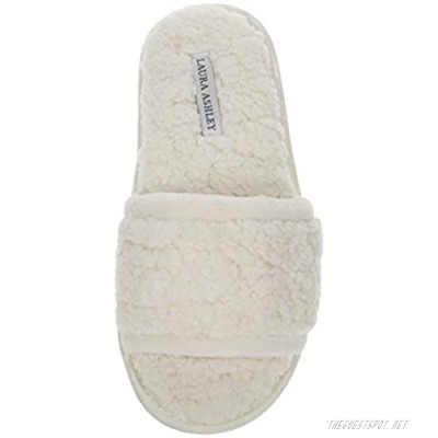Laura Ashley Womens Ladies Luxury Spa Sherpa One Band with Memory Foam Slippers (See More Colors and Sizes)