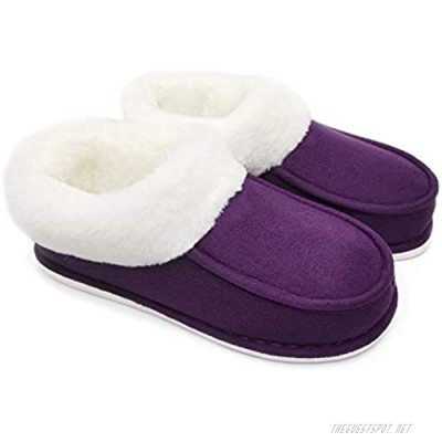 ofoot Women's Winter Warm Moccasin Suede Slippers Soft Thick Plush Lining Indoor/Outdoor Non Slip House Shoes