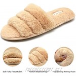 ONCAI Slides-for-Women-Fuzzy-Women’s-Fluffy-House-Slippers Slip-on Soft Faux Fur Slippers for Women Open Toe Plush Furry Flat Memory Foam Anti-Slip Cute Slide Slippers