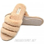 ONCAI Slides-for-Women-Fuzzy-Women’s-Fluffy-House-Slippers Slip-on Soft Faux Fur Slippers for Women Open Toe Plush Furry Flat Memory Foam Anti-Slip Cute Slide Slippers
