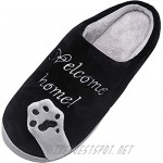 Rojeam Ladies Cute Cat Animal Plush Slip On Winter Warm Bedroom Shoes Non Slip House Slippers for Women Men