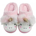 Sanfiago Unicorn Women Slippers Memory Foam Anti-Skid Sole Home Slippers Plush Fleece Arch Support Indoor Outdoor Home Shoes Gifts for Girls Ladies