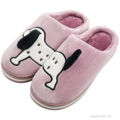 Sanfiago Women Fuzzy Memory Foam Home Slippers Cozy Slip on Cute Dog Animal House Shoes Indoor Outdoor