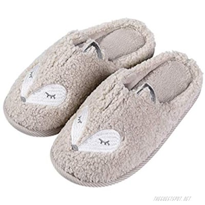 shevalues Cute Bunny Slippers for Women Fuzzy Animal Memory Foam House Slippers Waterproof Sole Home Slippers