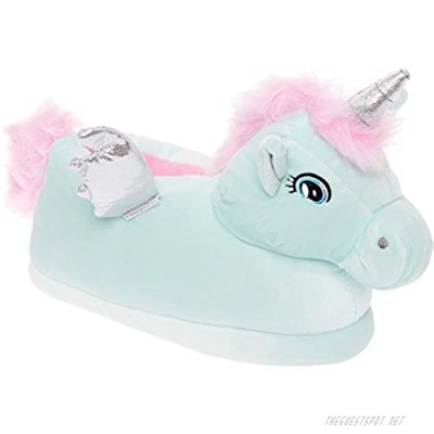 Silver Lilly Pegasus Slippers - Plush Animal Slippers w/ Comfort Foam Support
