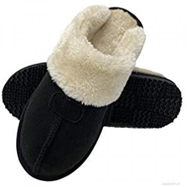Women's Comfy Faux Fur House Slipper Scuff Memory Foam Slip on Anti-skid Sole Indoor Outdoor Slippers