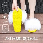 Women's fuzzy fur slides sandals cute fluffy slipper house shoes for women indoor outdoor furry slide with faux fur
