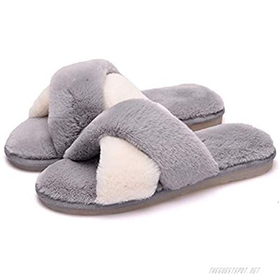 Womens Fuzzy Slippers Soft Warm Fur House Shoes Anti Slip Open Toe Indoor Outdoor Fluffy Slippers