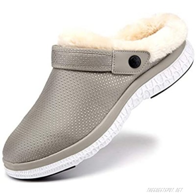 Womens Mens Winter Garden Clogs Shoes Home Slippers Warm Fleece Lined House Shoes with Anti-Slip Indoor Outdoor Rubber Sole