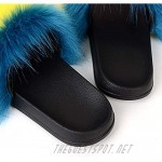 Women's Summer Open Toe Faux Fur Slides Slippers Sandals Non-Slip Slippers Indoor Outdoor Fluffy Plush Slippers