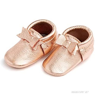 Freshly Picked - Rubber Mini Sole Leather Bow Moccasins - Toddler Girl Shoes - Multiple Colors