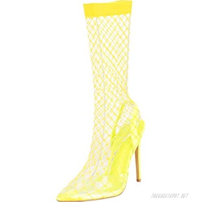 Cambridge Select Women's Pointed Toe Clear Transparent Mesh Fishnet Stiletto Extra High Heel Pump