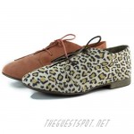 Breckelle's Women's Sandy-21 Animal Prints Laced Up Oxford Fashion Shoes