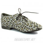 Breckelle's Women's Sandy-21 Animal Prints Laced Up Oxford Fashion Shoes