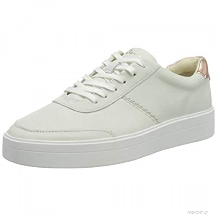 Clarks Hero Walk White Combi Leather Womens Casual Trainers