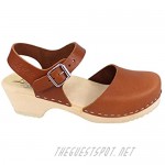 Lotta From Stockholm Low Wood Low Heel Clogs in Tan Leather