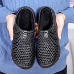 OUYAJI Winter Clogs Slippers Fur Lined Indoor Outdoor Breathable Walking Warm Non-Slip House Shoes for Men Women
