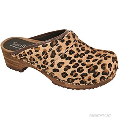 Sanita 1706199W Womens Caroline Clog Shoe Brown Leopard - 37