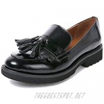 Darco & Gianni Women's Fringed Slip On Loafers Shoes Ladies Leather Tassel Round Toe Dress Pumps Platform Low Heel