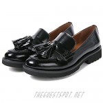 Darco & Gianni Women's Fringed Slip On Loafers Shoes Ladies Leather Tassel Round Toe Dress Pumps Platform Low Heel