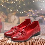 Free Week Women's Comfort Flats Leather Loafers Casual Slip On Flats Breathable Boat Shoes Driving Walking Fashion Soft Shoes