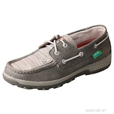 Twisted X Women's Boat Shoe Driving Moc with CellStretch Grey/Light Grey 7.5(M)