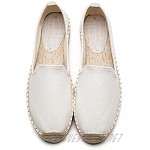 U-lite Women's Classic Slip on Flat Shoes Casual Cap-Toe Platform Simple Espadrille Canvas Loafers White Canvas 8