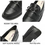 ZHUOHA Women's Black Loafers Fashion Leather Penny Flats Shoes for Women Cute Bowknot Slip on Comfortable Nurse Work