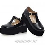 AIMODOR Womens Platform Mary Jane Lolita Dress Uniform Pumps Goth T-Strap Flat Shoes