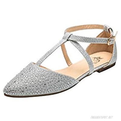Ashley A Collection(Laurel Womens Pointed Toe Ankle Wrap T-Strap D'Orsay