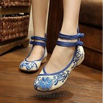 BININBOX Women's Casual Flat Chinese Embroidered Floral Mary Jane Ballet Shoes