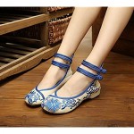 BININBOX Women's Casual Flat Chinese Embroidered Floral Mary Jane Ballet Shoes