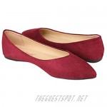 GUGUYeah Women's Fashion Casual Pointed Toe Flats Shoes Burgundy Red US Size 10