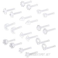 Oyaface 20/30 PCS Clear Acrylic Clear Tragus Nose Rings Eyebrow Lip Rings Studs a Set 2mm 2.5mm 3mm Ball and Flat Top for Body Piercing Jewelry