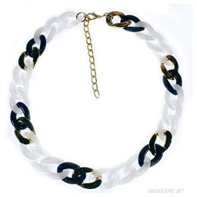 "Study in Translucence" Flat Curb Chain Necklace in Translucent White Acrylic Links 22-25 Inches