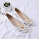 Tcesud Women Rhinestone Wedding Foldable Ballet Flats Classic Comfort Slip on Flat Dress Ballerina Shoes