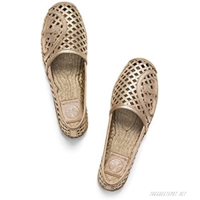 Tory Burch Thatched Perforated Espadrille Flat Ballet Shoes TB Logo