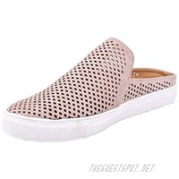 Coutgo Womens Perforated Loafers Platform Slip On Fashion Sneakers Backless Flat Walking Shoes