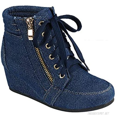 Trends SNJ Women's Fashion Hi Top Wedge Sneakers Ankle Boot Bootie