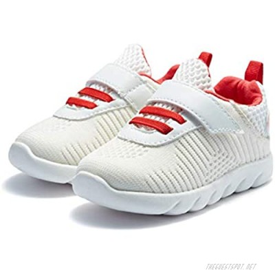 Folltoshe Toddler Boys Girls Walking Running Athletic Sneakers Lightweight Breathable Non-Slip Sport Shoes White