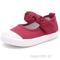 peggy piggy Girl's Flower Bow Canvas Shoes Lightweight Sneakers Cute Casual Running Shoes