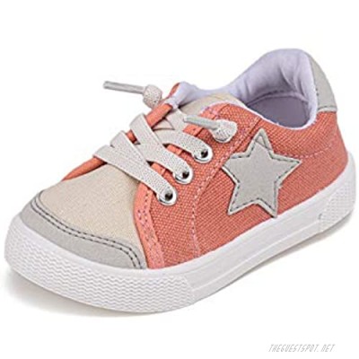 Toddler Girls Canvas Sneakers Comfortable Slip-on Shoes for Little Kids