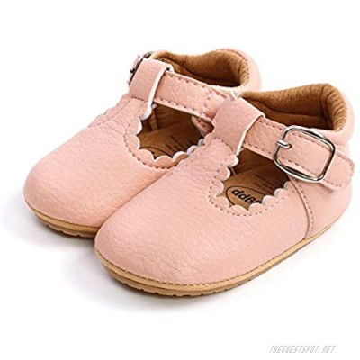 XYLUIGI Baby Girls Mary Jane Flats Bowknot Anti-Slip Rubber Sole Toddler First Walkers Princess Dress Shoes