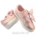 ZEALMILY 2021SSKids' Sneaker Girl's Double Pearls Bows Casual Sneaker，Student Shoes Princess Shoes Non-Slip Fashion Shoes Casual Shoes