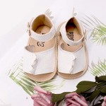 Bebila Cartoon Dinosaur Baby Sandals - 3D Dorsal Fin Anti-Slip Soled Leather Baby Shoes for Girls Boys
